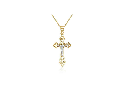 Two Tone Plated Crucifix Pendant